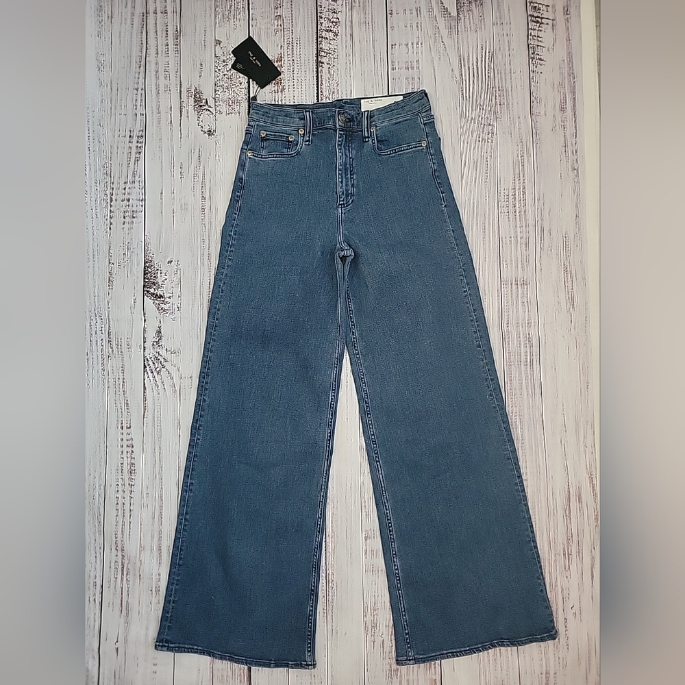 Rag & Bone The Sofie High-Rise Wide Leg Full Length Jeans Jen Flexi 29 NEW NWT